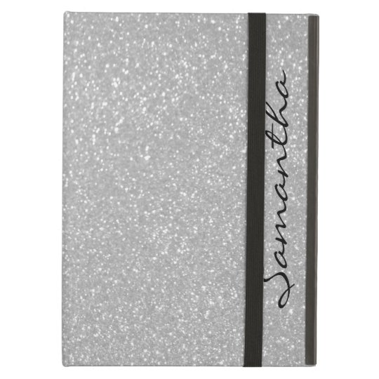 Personalized name silver glitter iPad air case