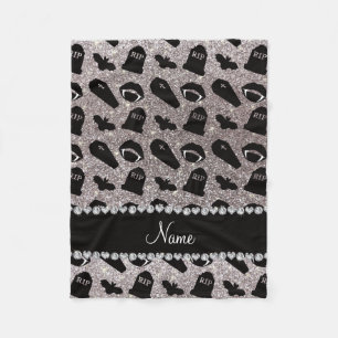 Personalized name silver glitter vampire fleece blanket
