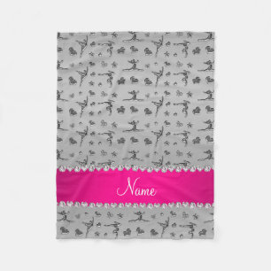 Personalized name silver gymnastics fleece blanket