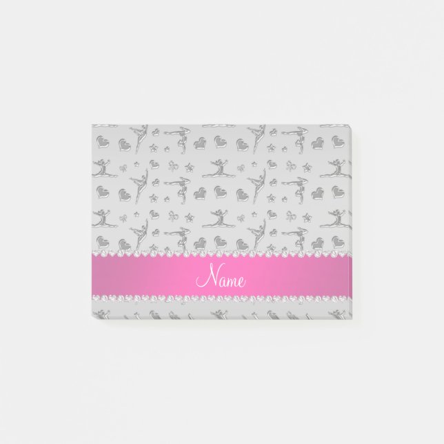 Personalized name silver gymnastics post-it notes (Front)