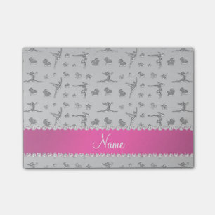 Personalized name silver gymnastics post-it notes