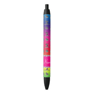 Personalized name silver rainbow gymnastics black ink pen