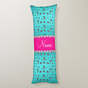 Personalized name silver turquoise gymnastics body pillow