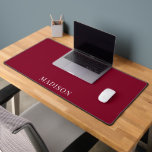 Personalized Name Simple Burgundy Red Desk Mat<br><div class="desc">Personalized name desk mat with your name in a simple white typeface on a burgundy red background. Simple minimalist modern typography. Perfect for home or office workplace.</div>