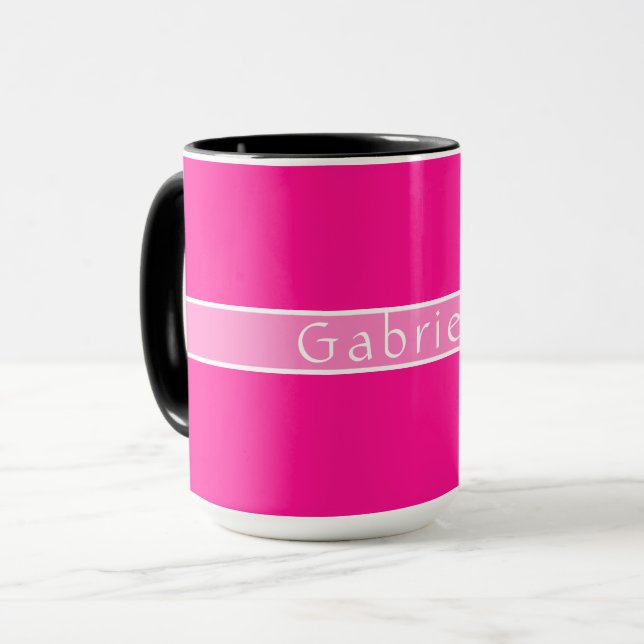 Personalized Name Simple Hot Pink Mug (Front Left)