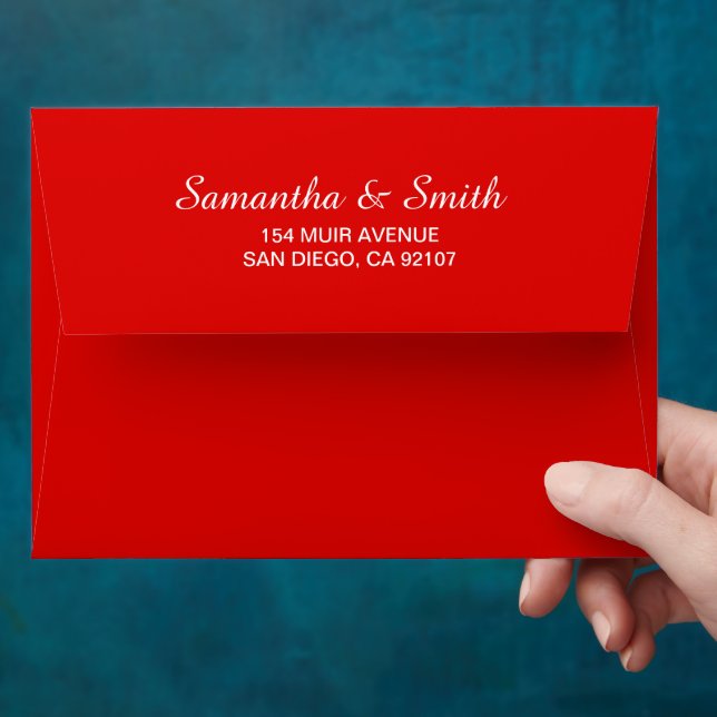 Personalized Name Simple Minimal Elegant Red Colou Envelope (Hand)