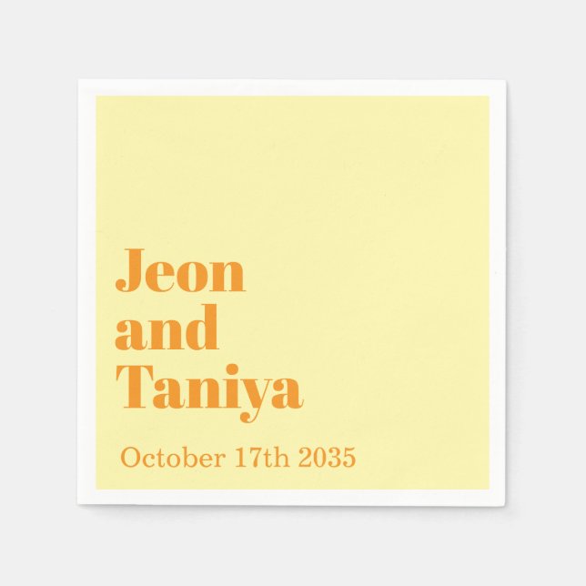 Personalized Name Simple Modern MInimal Wedding  N Napkin (Front)