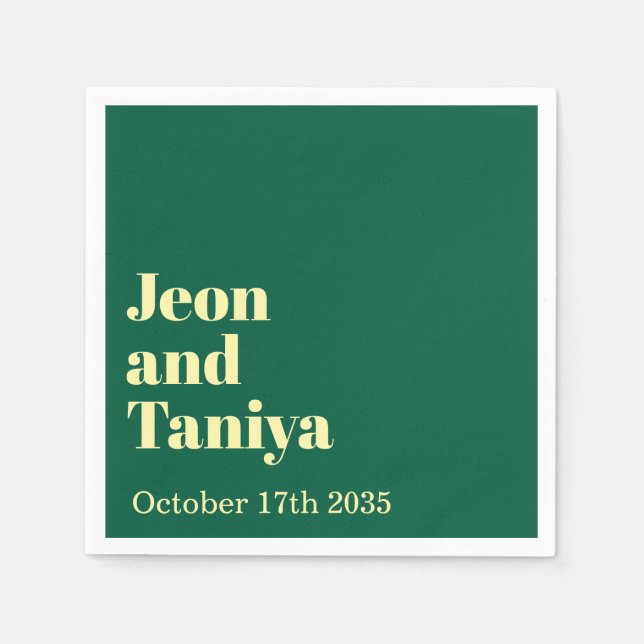 Personalized Name Simple Modern Minimal Wedding  Napkin (Front)