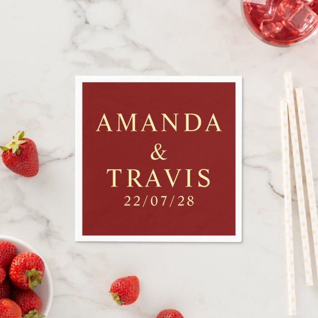 Personalized Name Simple Modern Minimal Wedding  Napkin (Insitu)