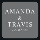 Personalized Name Simple Modern Minimal Wedding   Square Sticker<br><div class="desc">Personalized Name Simple Modern Minimal Wedding Square Stickers</div>