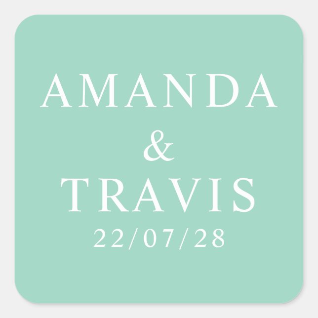 Personalized Name Simple Modern Minimal Wedding   Square Sticker (Front)