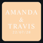 Personalized Name Simple Modern Minimal Wedding   Square Sticker<br><div class="desc">Personalized Name Simple Modern Minimal Wedding Square Stickers</div>