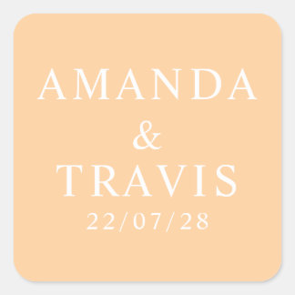 Personalized Name Simple Modern Minimal Wedding   Square Sticker