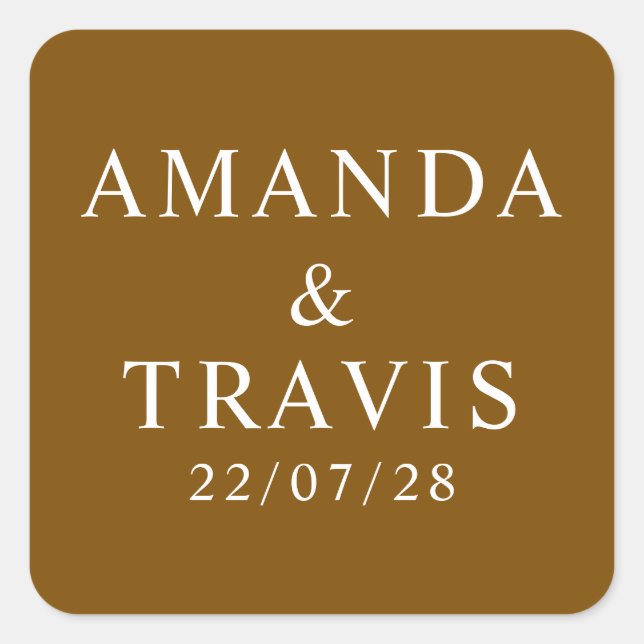 Personalized Name Simple Modern Minimal Wedding   Square Sticker (Front)