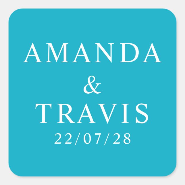 Personalized Name Simple Modern Minimal Wedding   Square Sticker (Front)