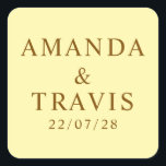 Personalized Name Simple Modern Minimal Wedding   Square Sticker<br><div class="desc">Personalized Name Simple Modern Minimal Wedding Square Stickers</div>