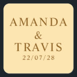 Personalized Name Simple Modern Minimal Wedding   Square Sticker<br><div class="desc">Personalized Name Simple Modern Minimal Wedding Square Stickers</div>