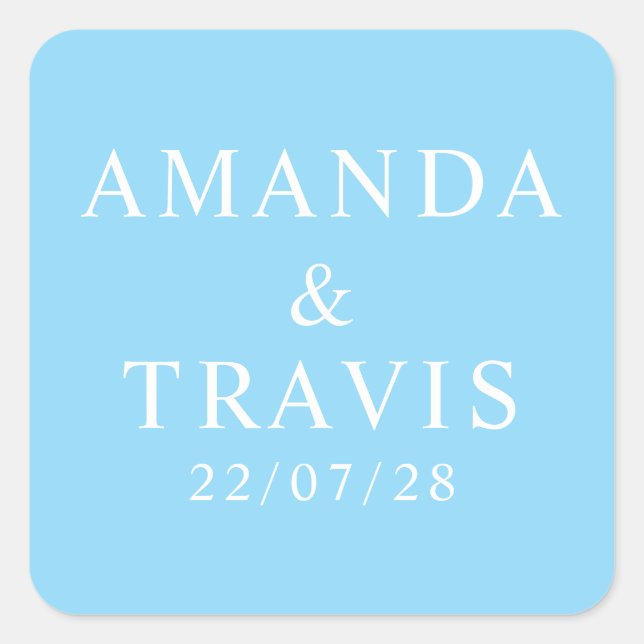 Personalized Name Simple Modern Minimal Wedding   Square Sticker (Front)