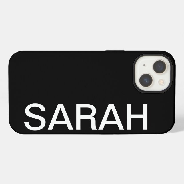Personalized Name Simple Stylish Modern Black  iPhone Case (Back Horizontal)
