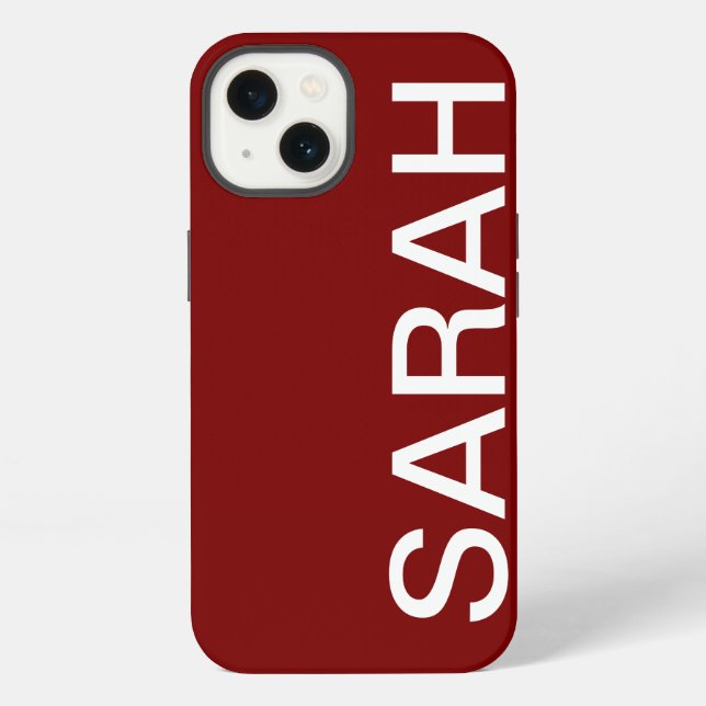 Personalized Name Simple Stylish Modern Cherry Red iPhone Case (Back)