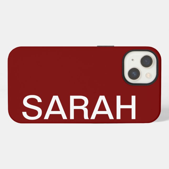 Personalized Name Simple Stylish Modern Cherry Red iPhone Case (Back Horizontal)