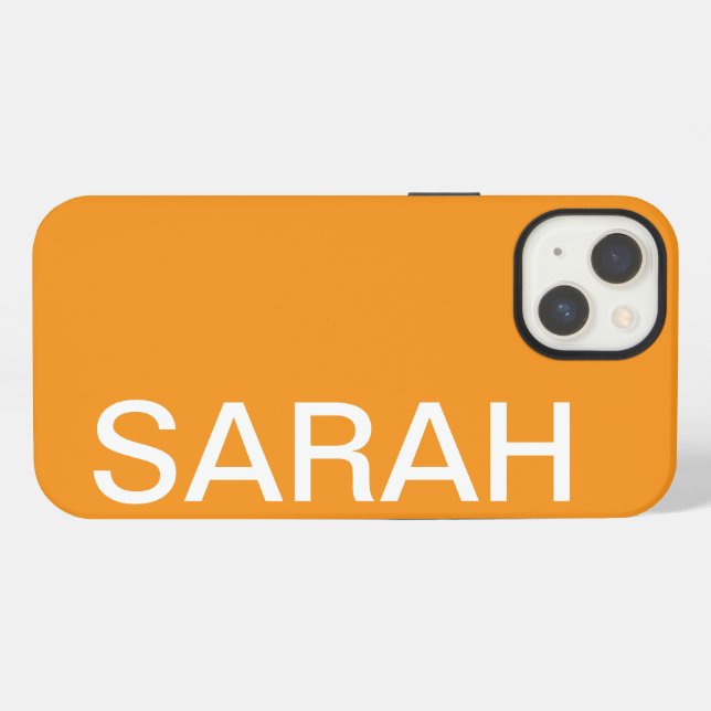 Personalized Name Simple Stylish Modern Orange iPhone Case (Back Horizontal)