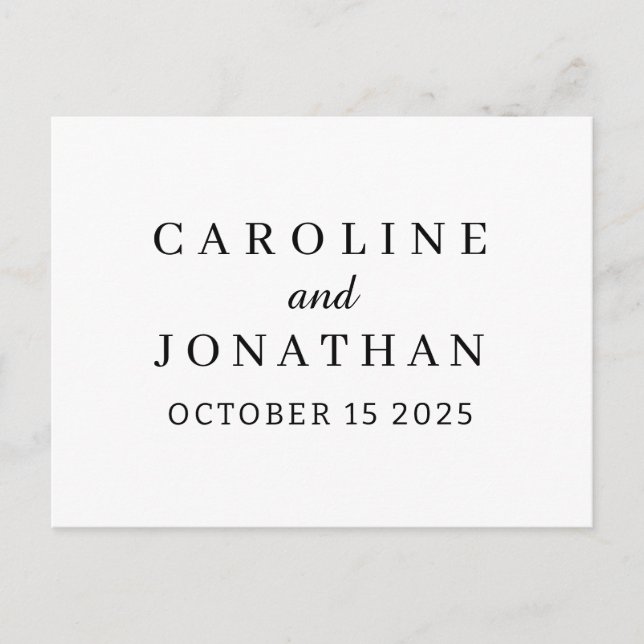 Personalized Name Simple Stylish Modern Wedding   Postcard (Front)