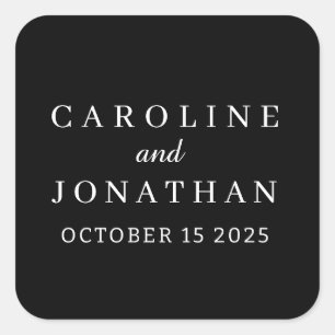Personalized Name Simple Stylish Modern Wedding Square Sticker