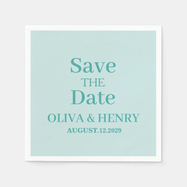 PERSONALIZED NAME SIMPLE STYLISH SAVE THE DATE NAPKIN (Front)