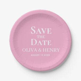 PERSONALIZED NAME SIMPLE STYLISH SAVE THE DATES PAPER PLATE