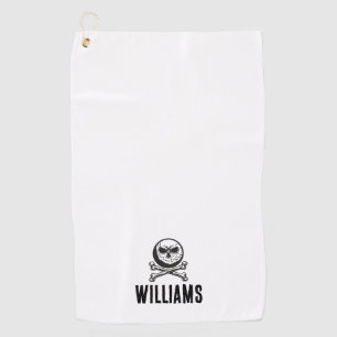 Personalized Name Skull Golf Ball And Crossbones Towel