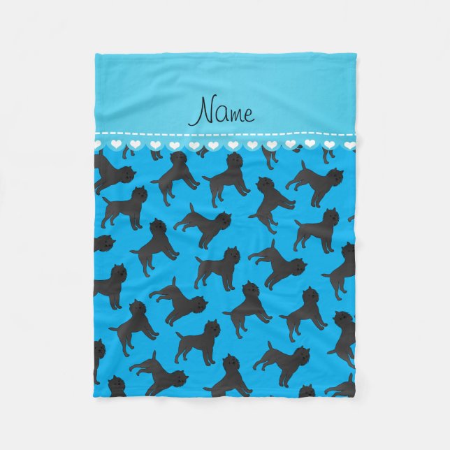 Personalized name sky blue affenpinscher dogs fleece blanket (Front)