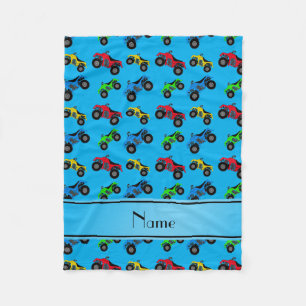 Personalized name sky blue atv pattern fleece blanket