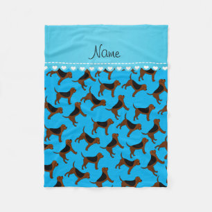 Personalized name sky blue bloodhound dogs fleece blanket