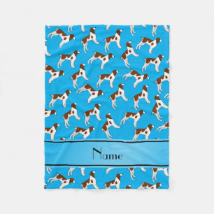Personalized name sky blue brittany spaniel dogs fleece blanket