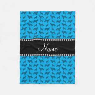 Personalized name sky blue cocker spaniel fleece blanket