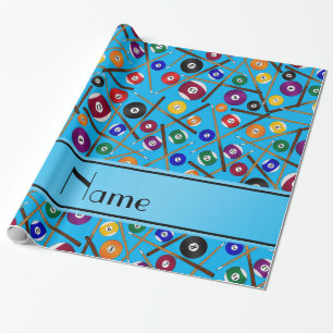 Personalized name sky blue colourful pool pattern wrapping paper