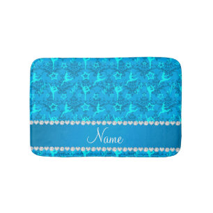 Personalized name sky blue damask gymnastics bath mat
