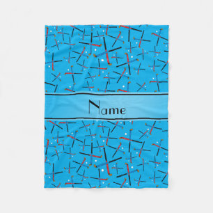 Personalized name sky blue field hockey fleece blanket