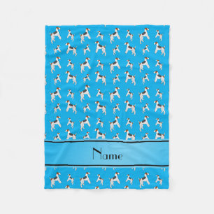 Personalized name sky blue fox terrier dogs fleece blanket