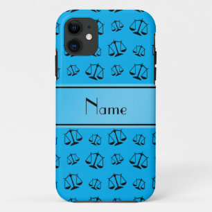 Personalized name sky blue justice scales iPhone 11 case