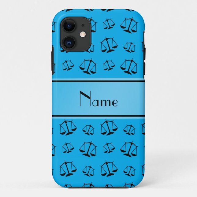 Personalized name sky blue justice scales Case-Mate iPhone case (Back)