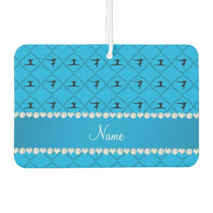 Personalized name sky blue moroccan gymnastics car air freshener