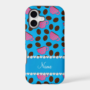 Personalized name sky blue pink coffee cups beans