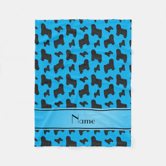 Personalized name sky blue Puli dogs Fleece Blanket (Front)