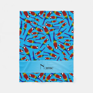 Personalized name sky blue red parrots fleece blanket