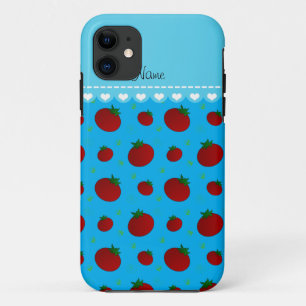 Personalized name sky blue red tomatoes iPhone 11 case