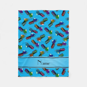 Personalized name sky blue snowmobiles fleece blanket