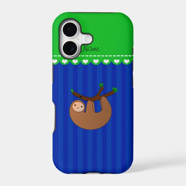 Personalized name sloth blue stripes (Back)