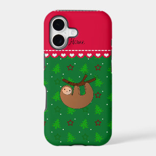 Personalized name sloth green christmas trees